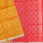 Bamboo Orange Soft silk with stitched blouse - MIRASILKS Bamboo Orange Soft silk with stitched blouse